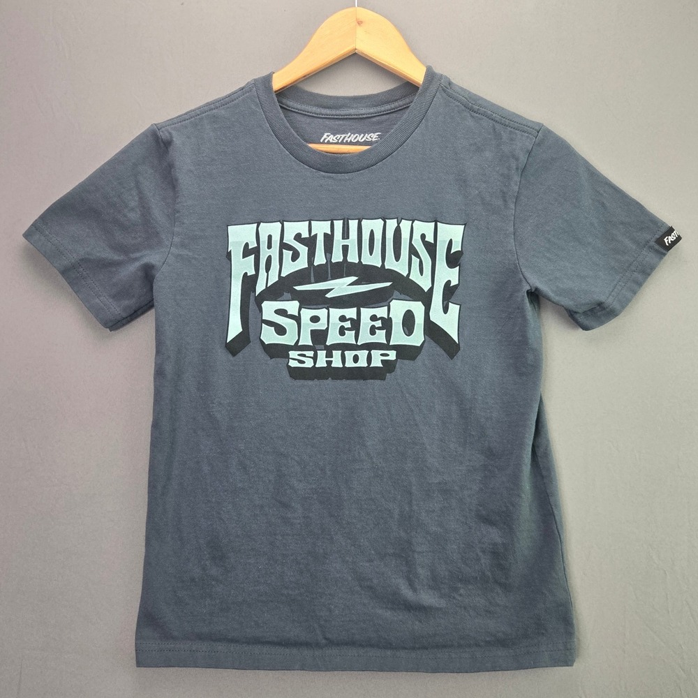 Fasthouse Speed Shop T-Shirt Youth Small YS Gray Graphic Logo Cotton Tee